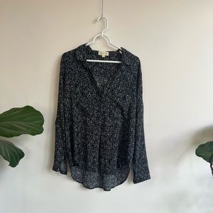 Cloth and Stone Rayon Button Up Black and White Patterned